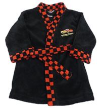 Černý chlupatý župan s kostkovaným lemem - Cars