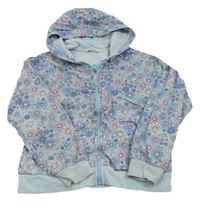 Světlemodrá květovaná propínací mikina s kapucí George