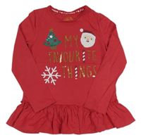 Červená tunika s nápisem a obrázky z flitrů F&F