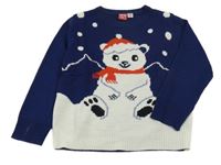 Tmavomodrý puntíkatý svetr s ledním medvědem 