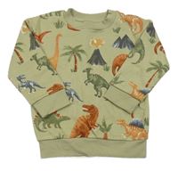 Khaki mikina s dinosaury Nutmeg