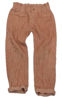 Růžové paper bag manšestráky Tu