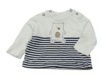 Bílo-pruhované triko s medvídkem Topolino