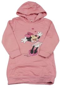 Růžové teplákové šaty s Minnie a kapucí Disney