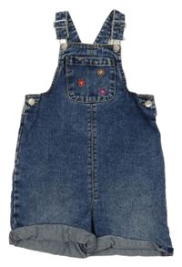 Modré riflové laclové kraťasy s kytičkami George