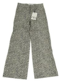 Nové - Smetanovo-šedo-černé vzorované plátěné kalhoty Zara