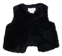 Tmavomodrá kožešinová podšitá vesta Jacadi