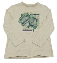 Světlebéžové triko s dinosaurem Next