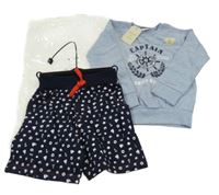 Nové - 2set  - Světlemodrá mikina s kormidlem + kraťasy s kotvami 