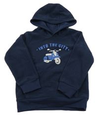 Tmavomodrá fleecová mikina se skútrem a kapucí Topolino