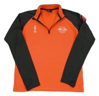 Neonově oranžovo-tmavošedé sportovní funkční triko s potiskem Nike