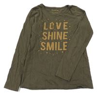 Khaki triko s nápisem Primark