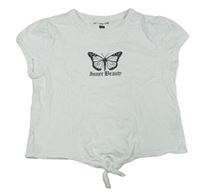 Bílé crop tričko s motýlem F&F