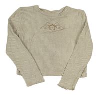 Béžový žebrovaný crop svetr s křídly Matalan