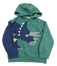 Tmavozelená mikina s dinosaurem a kapucí zn. M&S