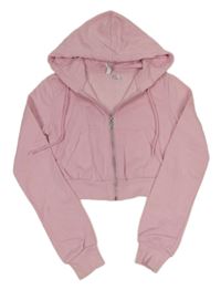 Světlerůžová crop propínací mikina s kapucí H&M