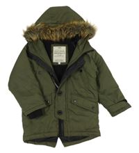 Khaki šusťáková zimní bunda s kapucí M&S