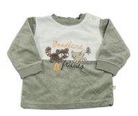 Zelenošedo-bílá sametová mikina se zvířátky Okay