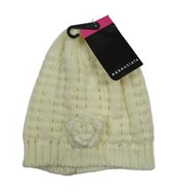 Nové - Smetanová pletená čepice s květem 