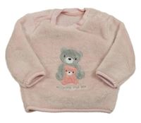 Světlerůžová chlupatá mikina s medvídky Nutmeg