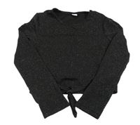 Černé třpytivé crop triko s uzlem Zeeman 