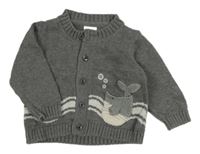 Šedý propínací svetr s velrybou Next