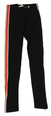 Černé legíny s červenými pruhy H&M