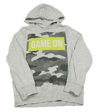 Šedo-army mikina s nápisem a kapucí C&A