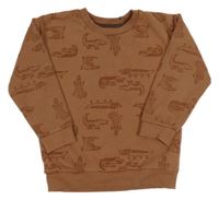 Hnědá mikina s krokodýly Nutmeg
