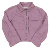 Růžová riflová crop bunda H&M