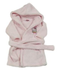 Světlerůžový chlupatý župan s Kitty a kapucí