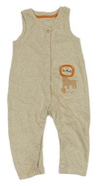 Béžové žebrované laclové tepláky se lvem Dunnes