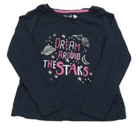 Tmavomodré triko s nápisem Alive 