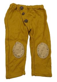 Hořčicové tepláky s nášivkami s lamami 