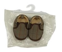 Nové - Béžovo-hnědé kostkované plátěné capáčky vel. 15