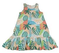 Barevné vzorované bavlněné šaty s listy 