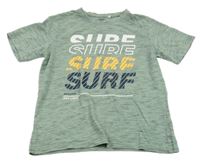 Khaki-šedé melírované tričko s nápisem Yigga