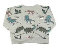 Šedá melírovná mikina s dinosaury Primark