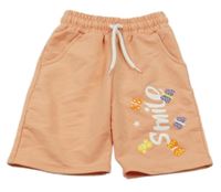 Světlerůžové teplákové kraťasy s nápisem 