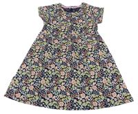 Tmavomodré bavlněné květované šaty Kiki&Koko