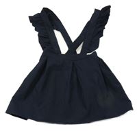 Tmavomodrá sukně s kšandami Shein