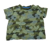 Khaki-světlemodré army tričko se zvířátky 