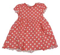 Korálové bavlněné šaty s puntíky Topomini
