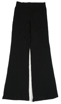 Černé žebrované flare kalhoty H&M