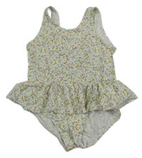 Bílé kytičkované jednodílné plavky s volánky H&M