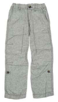 Šedé lněné rolovací kalhoty H&M