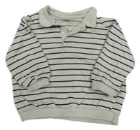 Béžovo-černá pruhovaná oversize mikina s límečkem H&M