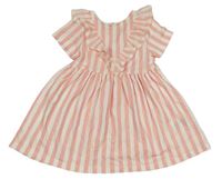 Růžovo-bílé pruhované šaty s volánky H&M