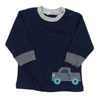 Tmavomodro-šedé mikinotriko s autem LITTLE FELLA