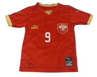 Červeno-zlatý sportovní fotbalový dres Srbsko - Mitrovic a číslem PUMA
